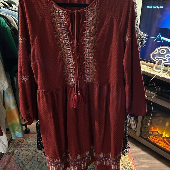 Knox Rose Embroidered Boho Peasant Dress Large - Picture 3 of 5